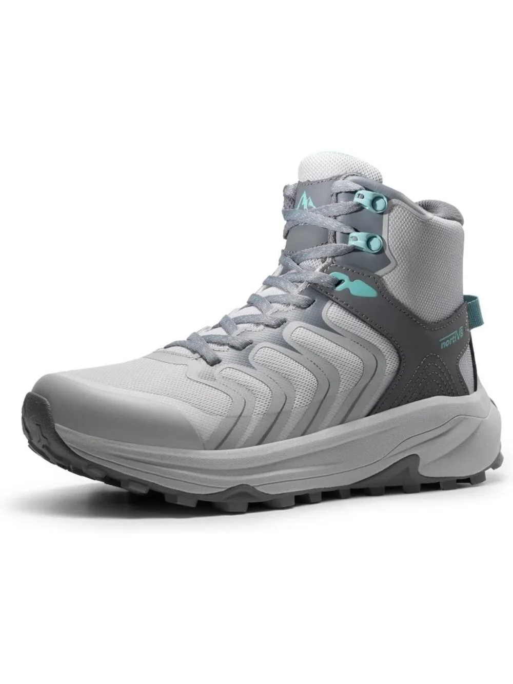 Men's Light Grey Waterproof Shoes Casual High Top Round Toe Non Slip Hiking Boot